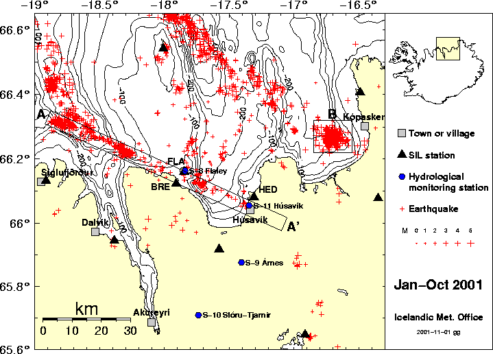Earthquake and station map